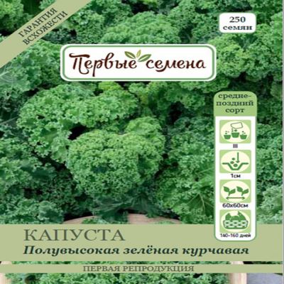 Капуста листовая Полувысокая зелёная курчавая, 1 г (Лучшая цена)